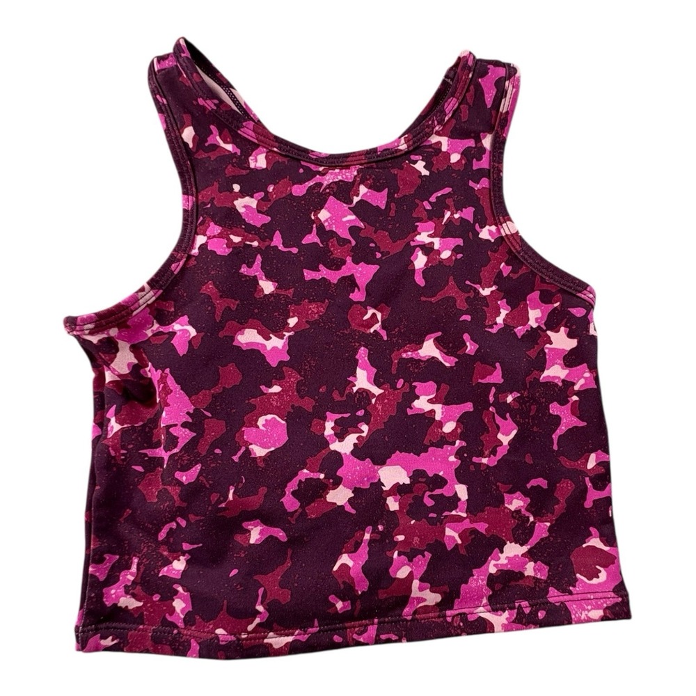 Zella Girls Medium Camo Crop Tank Top Pink Purple Stretch‎
